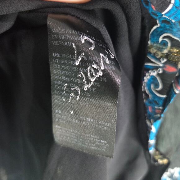 White House Black Market Womens Multicolor Moroccan Tile Clip Dot Blouse Top XL - Picture 5 of 6